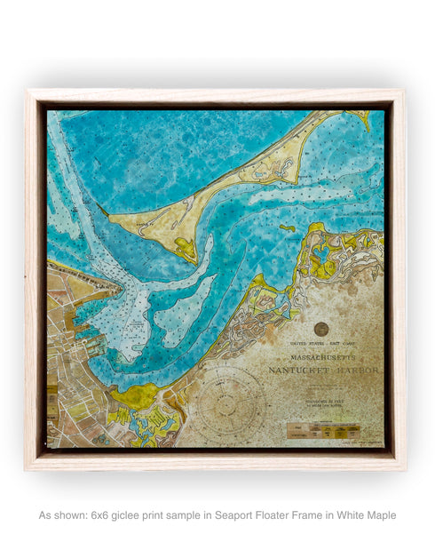 Nantucket Harbor Nautical Chart | Framed Giclee Print on Canvas